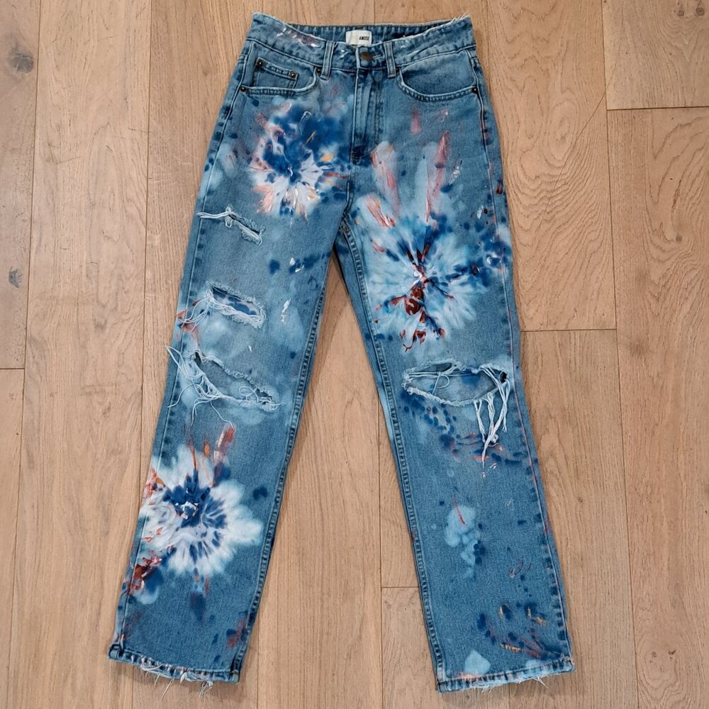 CUSTOM hand dyed and painted jeans